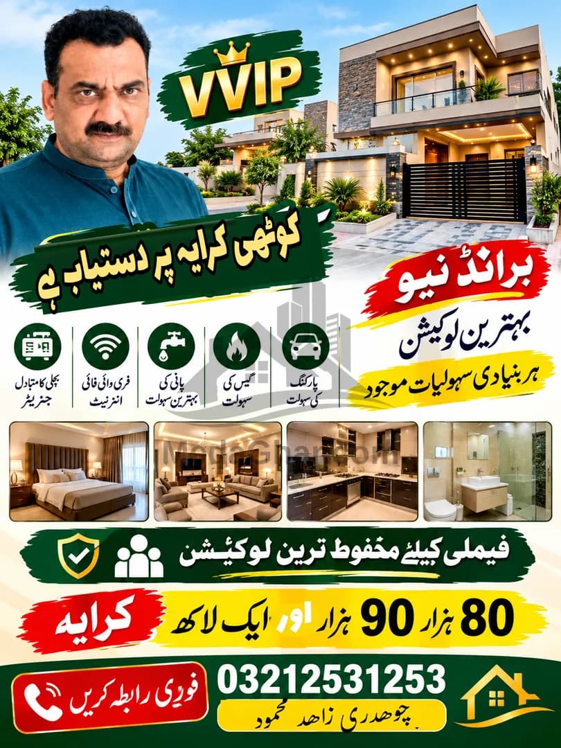 8 Marla house for rent in Shadman Colony, Gujrat